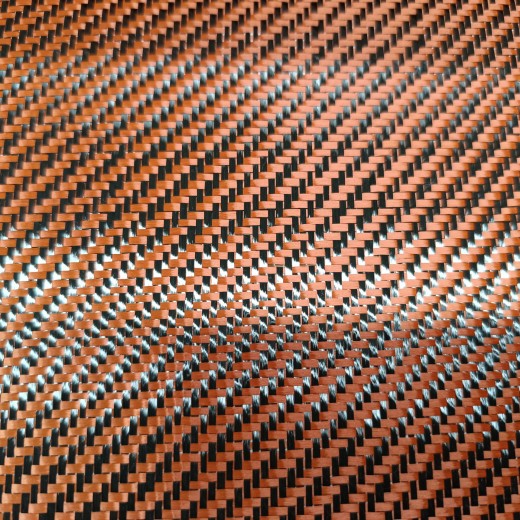 Углеарамидная ткань 195 г/м2, Твилл, черно-оранжевый
