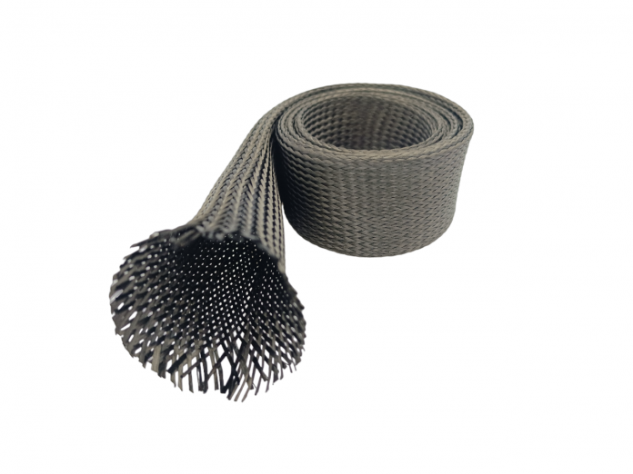  Фото №1 - Карбоновый оплеточный рукав Ø 30 мм. / Carbon fibre braided sleeve Ø 30 mm